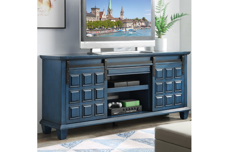 Distressed blue deals tv stand